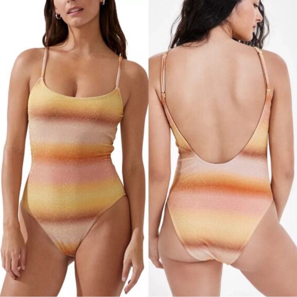 Cotton On Body Glitter Ombre Scoop Neck Cheeky One Piece Swimsuit